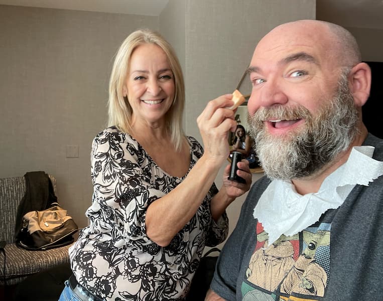Paule and I prepping for the headshots